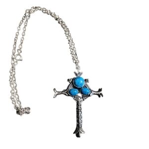 CELTIC cross necklace large statement piece pendant and chain silver tone faith